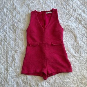 Zara Bold Pink Textured Romper